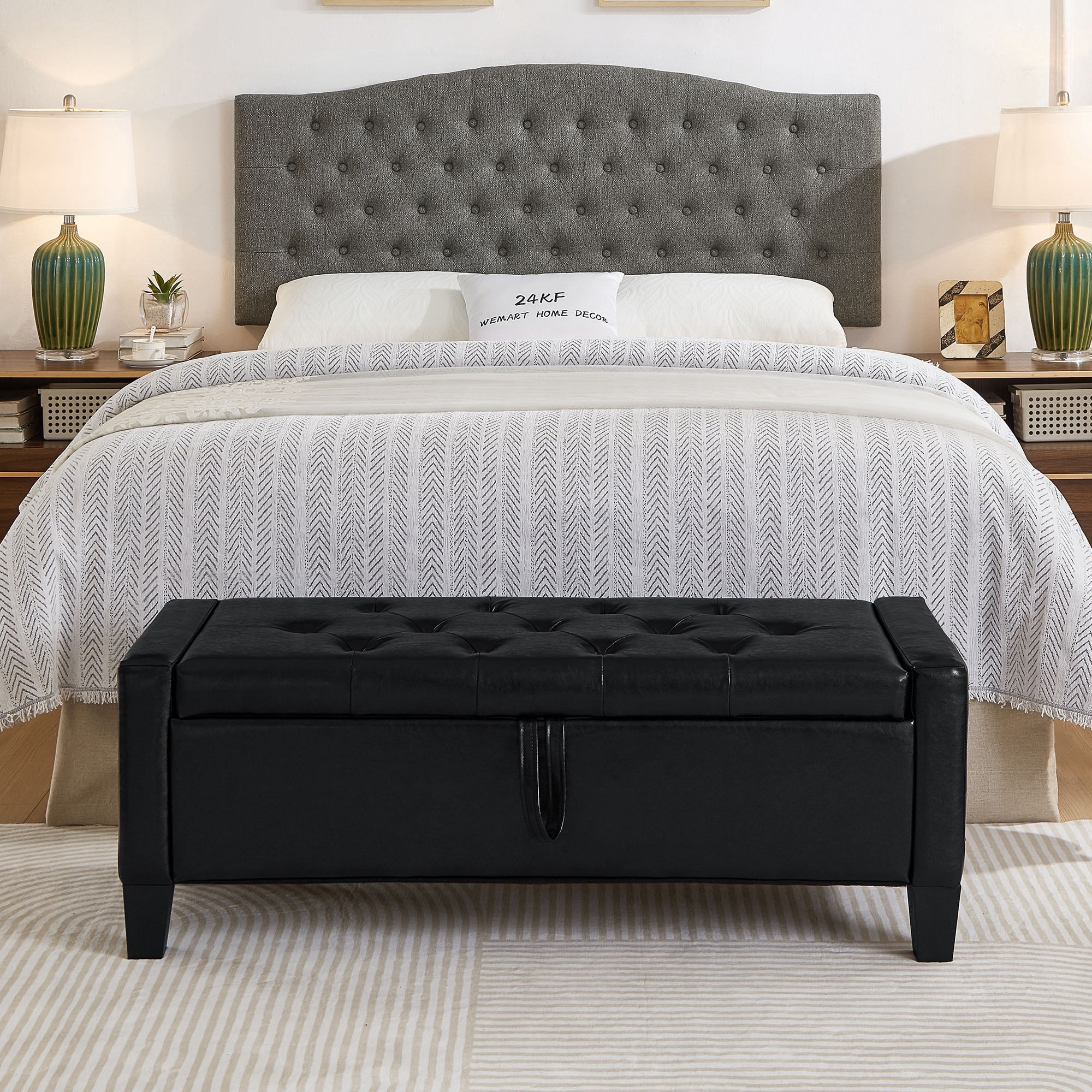 Ottoman with Storage, Storage Ottoman Bench with Safety Hinge 350 lbs Weight, Upholstered Entryway Bench with Seating