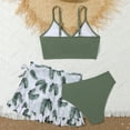thumbnail image 7 of Gelikeya Girls Swimsuits Size 13-14 Kids' Swimwear 3 Piece Set Floral Bikini Tops Skirt Shorts Summer Holiday Hawaiian Beach Wear Cute Ruched Bathing Suit (Teens, X03-Green), 7 of 7