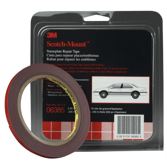 3M Automotive 6385 Nameplate Repair Tape, Gray,.236" x 5 yds