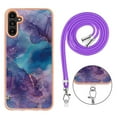 thumbnail image 5 of SaniMore for Samsung Galaxy A35 Case, Marble Pattern 3 in 1 Heavy Duty Shockproof Full Body Hard PC IMD Bumper Crossbody Lanyard Women Girls Shockproof Cover for Samsung Galaxy A35, Purple, 5 of 7