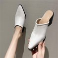 thumbnail image 4 of Womens Mules Point Closed Toe Pumps Chunky Block Heel Sandal Leather Slip-on Backless Wedged Casual Dress Shoes, 4 of 6