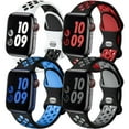 thumbnail image 1 of Sport Bands Compatible with Apple Watch Band 41mm 40mm 38mm SE iWatch Series 7 6 5 4 3 2 1, Breathable Soft Silicone Replacement Strap, M/L,4 Pack, 1 of 8