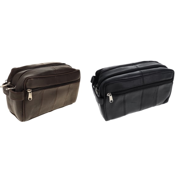 Leather Dopp Bag Brown and Black Asst