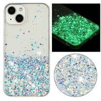 Designed for iPhone 14 Bling Glitter Case Glow in The Dark Funny Moving Liquid Shiny Sparkle Flowing Quicksands Waterfall Noctilucent Fluorescent for Women Girls Case,White