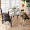 thumbnail image 2 of Dining Table Set for 4, Kitchen Table with Chairs for 4, Rectangular Wood Dining Room Table Set with Upholstered Bench for Small Space, Dinner, Apartment, Retro Grey, 2 of 9