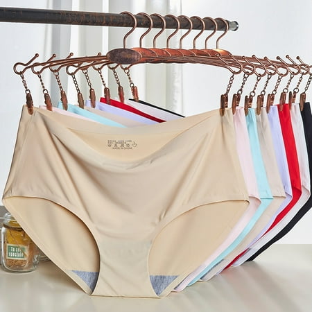Panties for Women Ice Silk Seamless Briefs Ladies Underpants Sexy Lingerie Female Casual Underwear Plus Size Panty