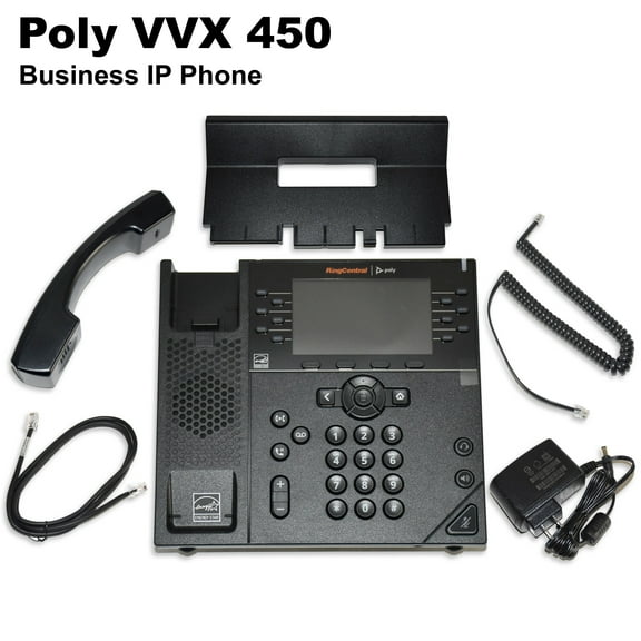 Poly VVX 450 12-Line PoE IP Phone for RingCentral with Power Supply
