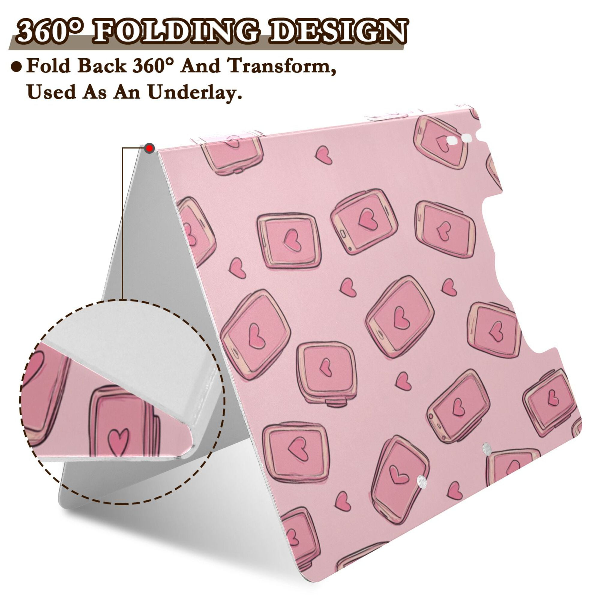 FORMRS A4 Clipboard Folder with Pen Holder Horizontal Foldable School Office Binder, Phones and Hearts