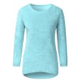 thumbnail image 3 of Holloyiver Women's Knitted Crop Tops Women Ladies Fashion Winter Plush Solid Round Neck Long Sleeve Sweater Blouse Pullover Jumper Sweaters, 3 of 7