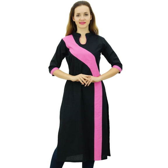 Phagun Women's Cotton Kurta Kurti 3/4 Sleeve Summer Tunic Indian Clothing-4