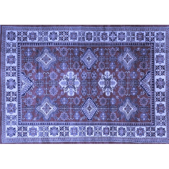 Ahgly Company Machine Washable Indoor Rectangle Persian Blue Traditional Area Rugs, 4' x 6'