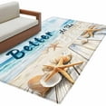 thumbnail image 2 of 3x5 Area Rugs, Summer Coastal Beach Non-Skid Rubber Backing Large Rectangle Rugs - Living Room Bedroom Home Office, Ocean Wave Starfish Shell Indoor Floor Mat Carpets Washable Rug, 2 of 9