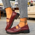 thumbnail image 5 of BRGZLK Mary Jane Dress Shoes for Women Casual Fashionable Buckle Mary Shoes School Uniform Plus Size Comfortable Versatile T-Strap Flats for Summer Vacation Red 7.5, 5 of 5
