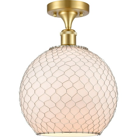 

Satin Gold Tone Semi Flush 10 Wide Steel/Cast Brass/Glass Medium Base 1 Light Fixture