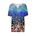 thumbnail image 5 of Nrmvnmi Women Short Sleeve Floral Prints Tops 2024 Summer Fashion T Shirt Casual V Neck Pullover Button Plus Size Blouse Tees Mothers Day Gifts, 5 of 5