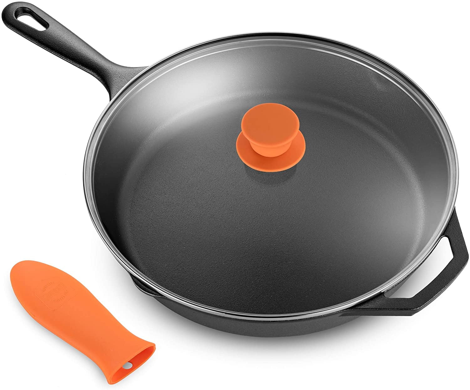 Cast Iron Deep Frying Pan Non Stick Pre-Seasoned Skillet Griddle Cookware 2 Size 