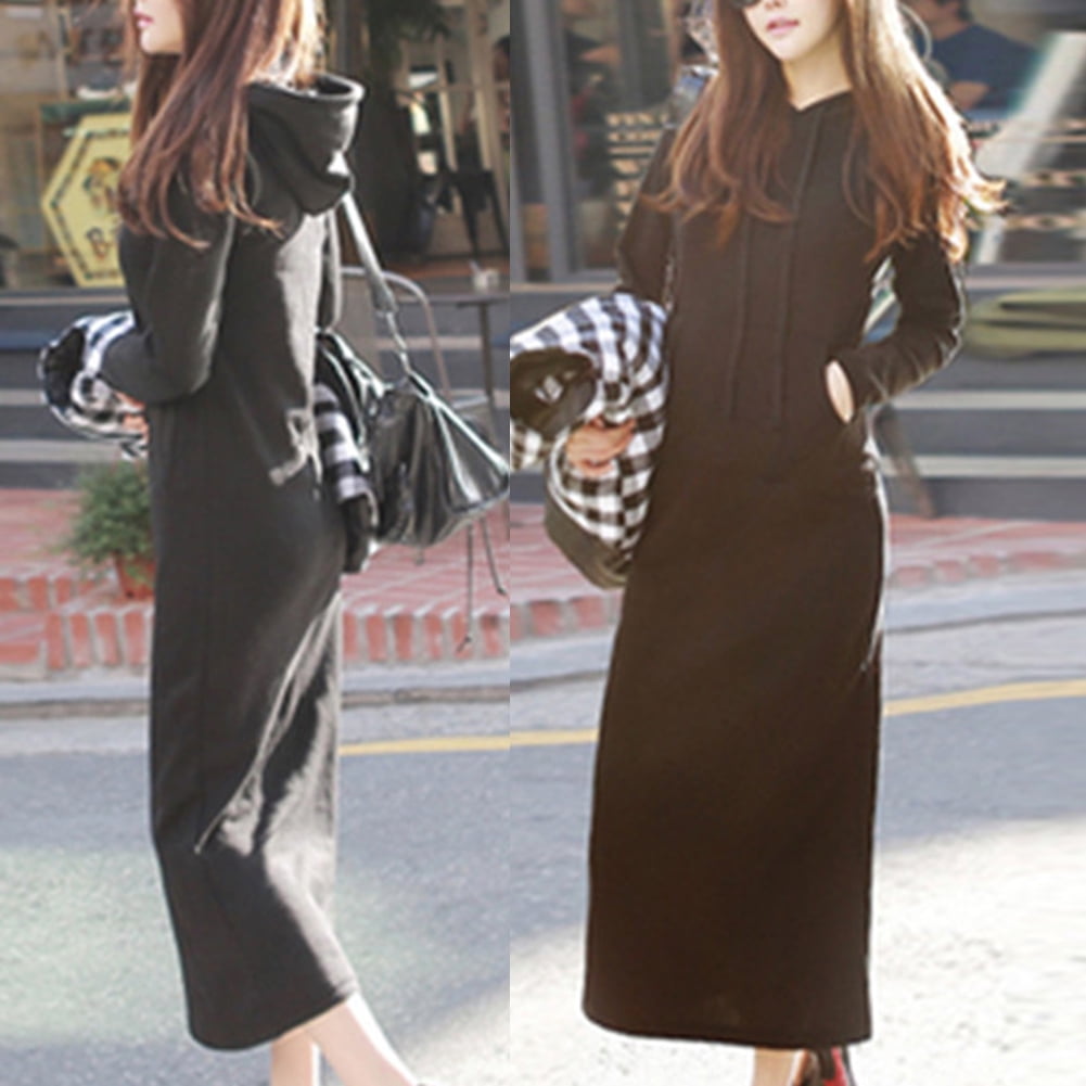 maxi dress and sweater