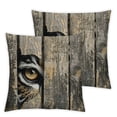 thumbnail image 2 of Nawypu  Savannah Throw Pillow Cushion Cover Siberian Tiger Eye Looking Through Wooden Peep Hole in Spy Predator Big Cat Lover Wild Print Decorative Square Accent Pillow Case,Set of 2, 2 of 6