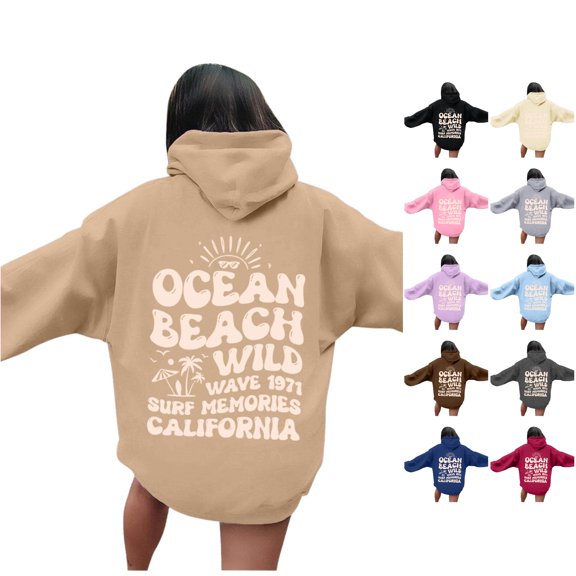 HAYIMI Hoodies For Women Word Graphic Sweatshirts Vintage Hoodie Trendy Preppy Clothes Long Sleeve Sweatshirt Tops Solid Color Oversized Birthday Streetwear