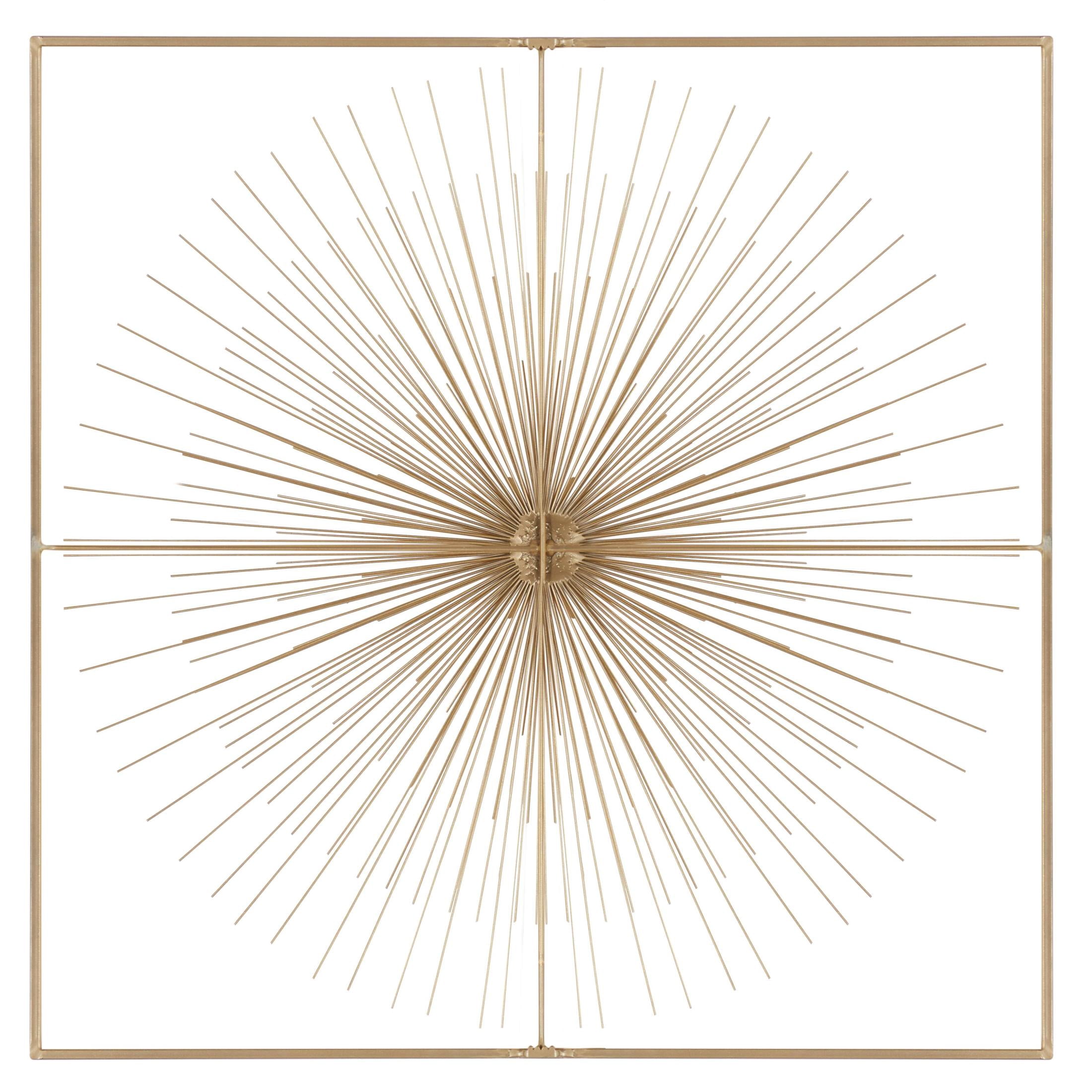 CosmoLiving by Cosmopolitan Gold Metal Handmade Large 3D Starburst Wall Decor with Square Frame