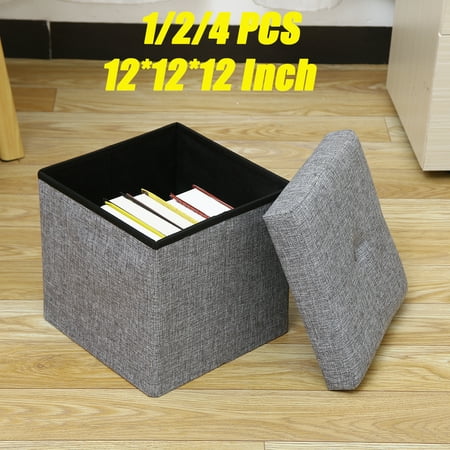 Best Selling 1 2 4 Pcs 12 Foldable Storage Ottoman Foot Rest Bed Bench Toy Box Coffee Table Stool Single Classics Gray For Bedroom And Living Room Accuweather Shop