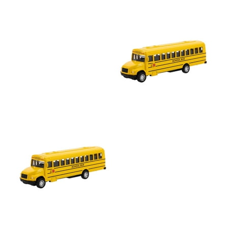 Masteelf 2pcs School Bus Toy Die Cast Pull Back Model Cars Large Yellow Metal Toy Vehicles Play Bus For Boys Girls Kids Toddlers School Bus Model