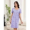 thumbnail image 3 of Ekouaer Nightgowns for Women with Pockets Button Front Short Sleeve House Dresses Floral Print Mumu Dress MooMoo Dresses, 3 of 8