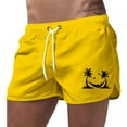 thumbnail image 1 of Board Shorts Summer Sports Leisure Travel Polyester Coconut Tree Printed Beach Shorts Beach Shorts Men Yellow L, 1 of 4