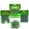 JAM Paper Office Clip Assortment Set, Green, (1) Binder Clips (1) Round Paper Cloops and (2) Paper Clips (Regular & Jumbo), 4/set