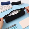 thumbnail image 1 of Estuche cilíndrico | Bolsa de almacenamiento de papelería de poliéster con cremallera | Organizador de gran capacidad para oficina o viajes | Compacto 21x7x7 cm | Azul marino | Portátil con asas | 1, 1 of 5