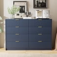 thumbnail image 6 of Navy Blue Dresser for Bedroom, Modern Dresser with 8 Drawers and Smooth Slides, Wide Chest of Drawers with Golden Handles for Bedroom, Closet, 15.7" D x 55" W x 37.4" H, 6 of 14