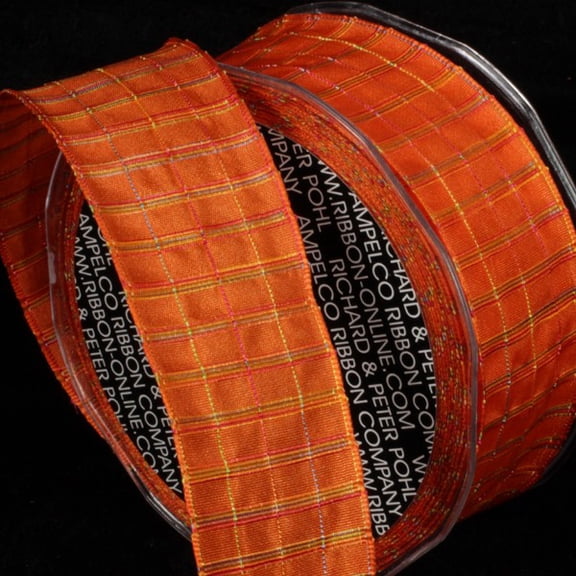 The Ribbon People Orange Checkered Wire Edged Craft Ribbon 1.5" x 27 Yards