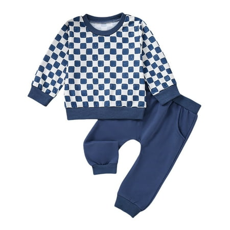 

Meresysid Toddler Kids Printed Hooded Pullover Two-piece Set With Long Sleeves And Pants Blue