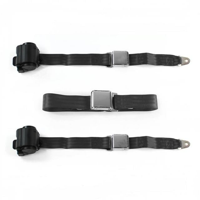 SafeTBoy 665669 Chevy Bel Air 1955-1957 Kit de Ceinture de Banc Rétractable Noir 2 Points - 3 Ceintures