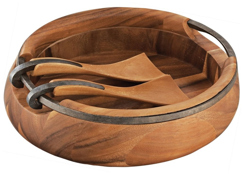 Nambé Anvil Salad Bowl W/Servers