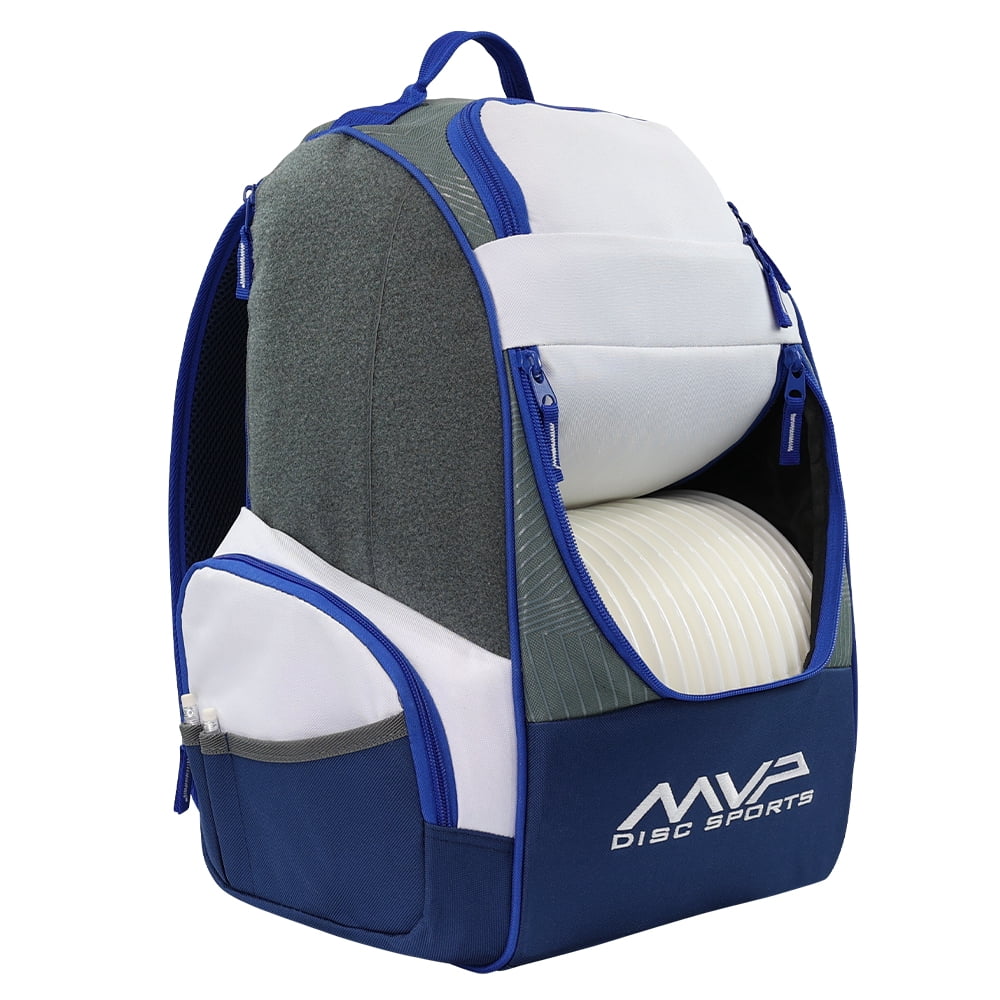 MVP Disc Sports Shuttle Disc Golf Backpack Bag (Light Gray/Slate Blue)