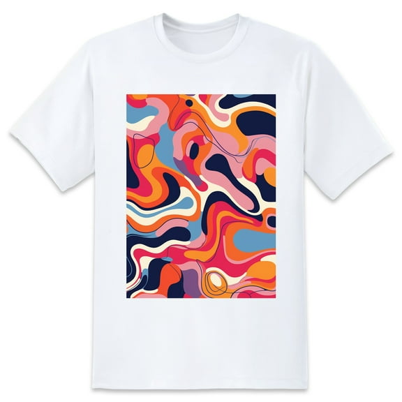 Basic Oversize Tees For WomenAbstract Loose Boyfriend Shirts Casual Blouse round neck