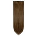 thumbnail image 2 of SHCKE 24" 3Pcs Clip in Hair Extensions Straight Hair Extensions Synthetic Fiber Clip On Hair Extensions for Women Light Chestnut Brown, 2 of 5