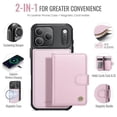thumbnail image 2 of JEEHOOD Case For Apple iPhone 17 Pro , RFID Blocking, PU Leather,Compatible With MagSafe Detachable 2 In 1 Wallet With Built-in Push Card Holder,Kickstand Magnetic Protective Cover,Pink, 2 of 8