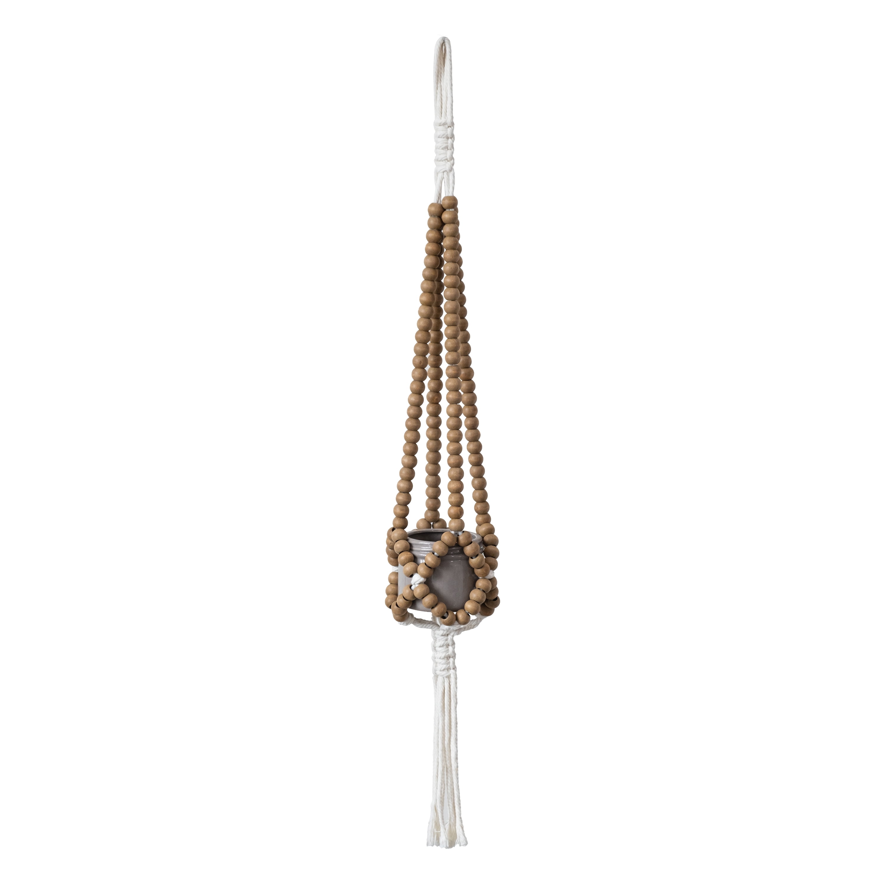 Better Homes & Gardens Wood Brown Beaded Plant Hanger, 1 Count