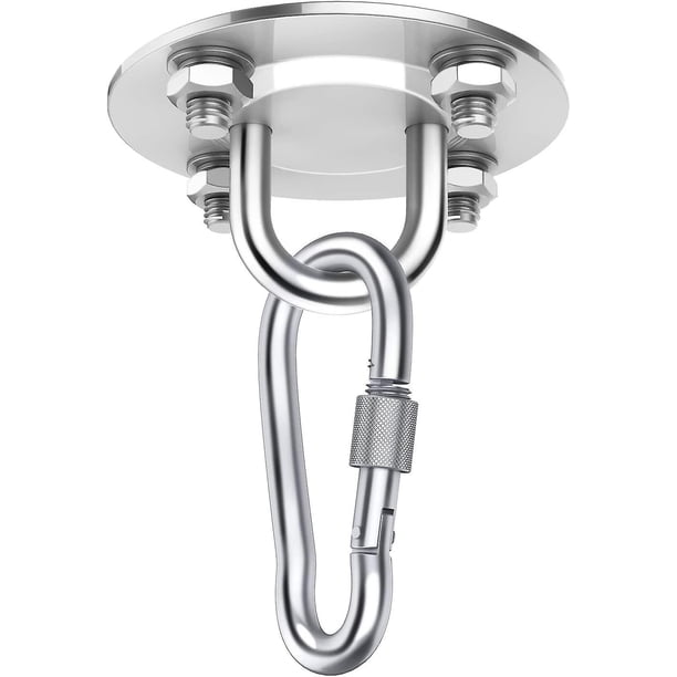 Gancho de techo, silla colgante, soporte de acero inoxidable premium de hasta 400kg para colgar, silla, hamaca, bolsa de perforación, entrenador, ropa de yoga, toldo Afortunado Sencillez
