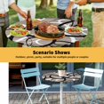 thumbnail image 6 of Elastic Fitted Round Tablecloth, Brown Geometric Waterproof Stretch Table Cover for 45"-54" Tables, Vintage Black White Striped Abstract Art Washable Outdoor Tablecloths for Patio, Picnic, Camping, 6 of 9