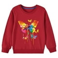 thumbnail image 3 of Girl Sweatshirt Toddler 4T Butterfly Print Long Sleeve Cute Sweatshirts Crew Neck 2-9y Little Girl Tops, Red, 4 Years, 3 of 4