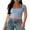 Blue, variant on Michellecmm Women's Lace Trim Short Sleeve Square-Neck Show Navel T-Shirt