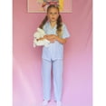 thumbnail image 3 of Arshiner Pajamas for Girls Short Sleeve Long Pants Outfit 2 Piece Sleepwear Button Pjs Sets, 3 of 5