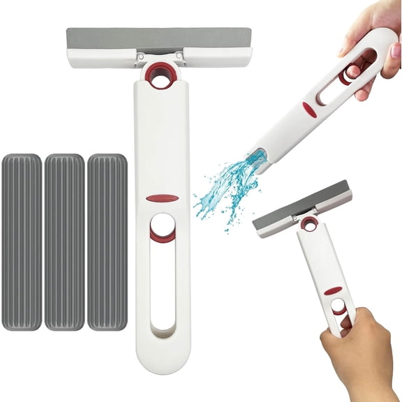 Mini Mop Portable Self-Squeeze Small Mop,Hand Free Automatic Cleaning mop,3 Cotton Head   1 Squeeze Handle