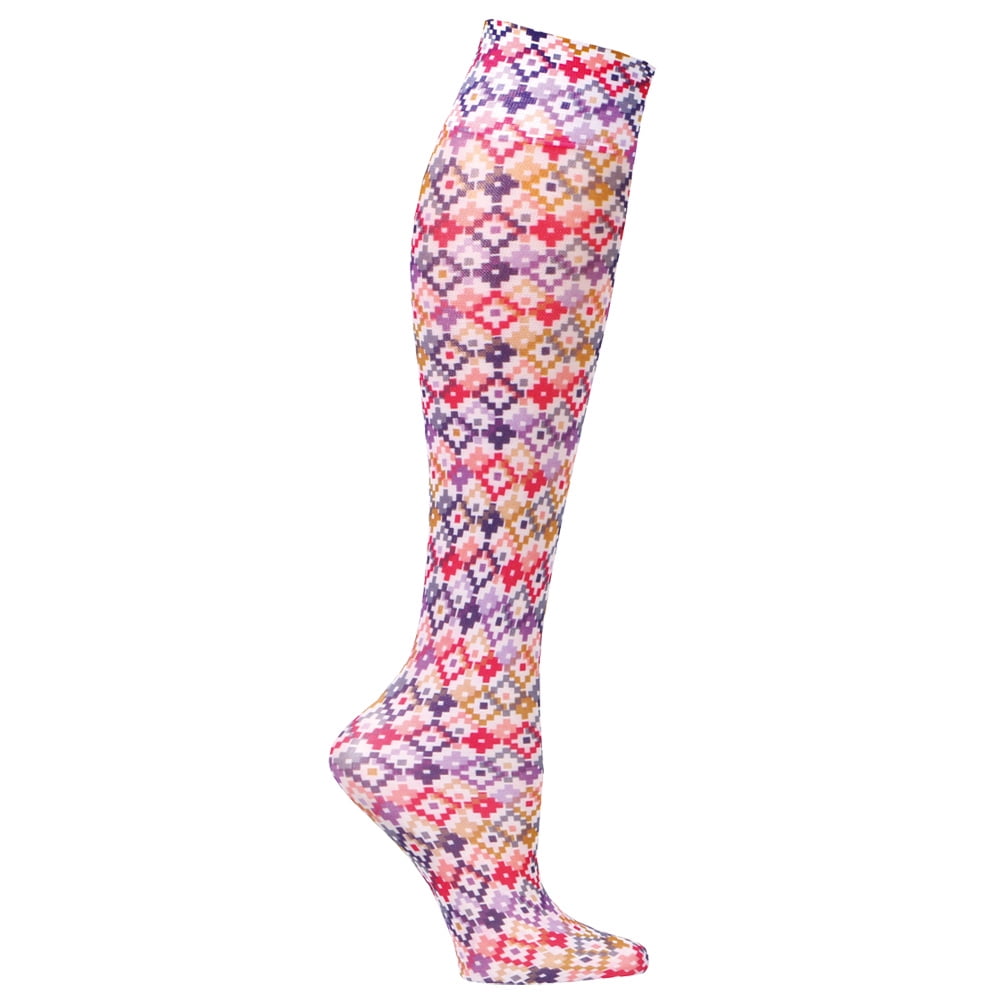 Women's Printed Moderate Compression Knee Highs Vintage Pixels
