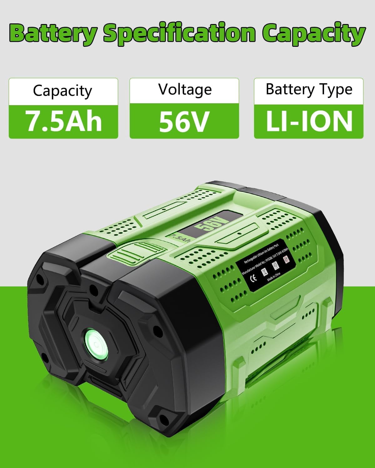 2Pack 56V Lithium-Ion 7.5Ah Replacement for EGO 56V Battery Compatible with EGO Batttery BA2800T BA2800 BA4200 BA1400 Compatible with 56 Volt EGO Power+ Cordless Tools and Chargers