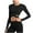 Black, variant on Workout Tops for Women Crew Neck Cross Front Crop Tops Slim Fitted Long Sleeve Solid Color Tops Casual Stretch Athletic Shirts