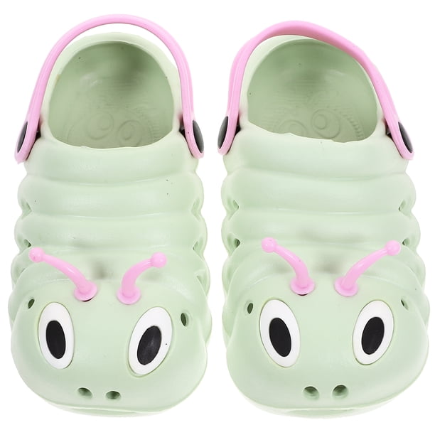 1 par de sandalias de playa antideslizantes con diseño de oruga, sandalias de verano con dibujos animados, para niños y niñas (verde, talla 27, largo 16 cm)